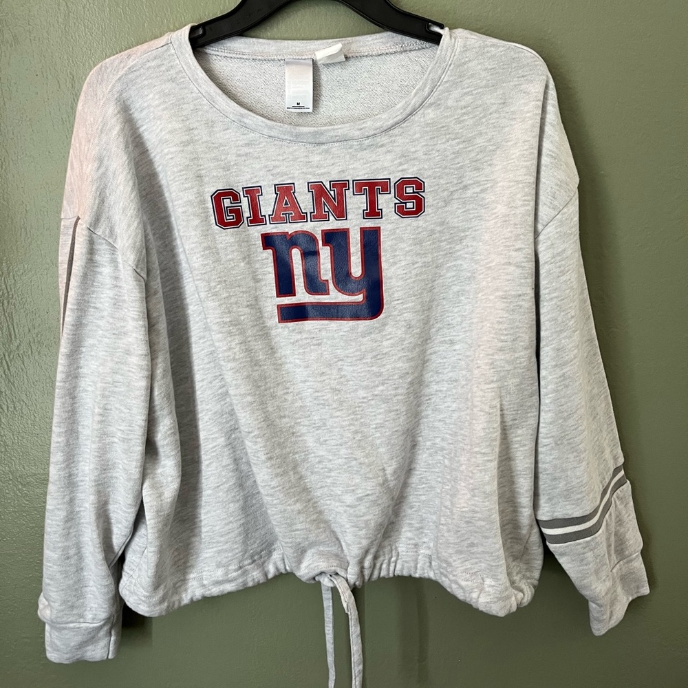 Concept Sport NY Giants NFL Women's Pullover Cropped Sweatshirt Gray Long Sleeve